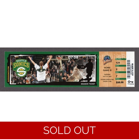 KEVIN DURANT SEATTLE DEBUT 1st BLOCK 2007 SONICS vs WARRIORS 10/23 Full Ticket